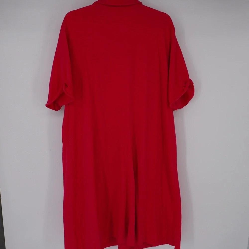 Soft Surroundings Womens 3X Button Down Hot Pink Dress‎ Short Sleeve Lagenlook